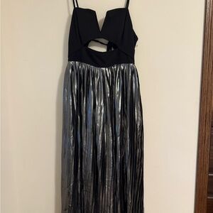 Free People Black and Silver Cutout Midi Dress
